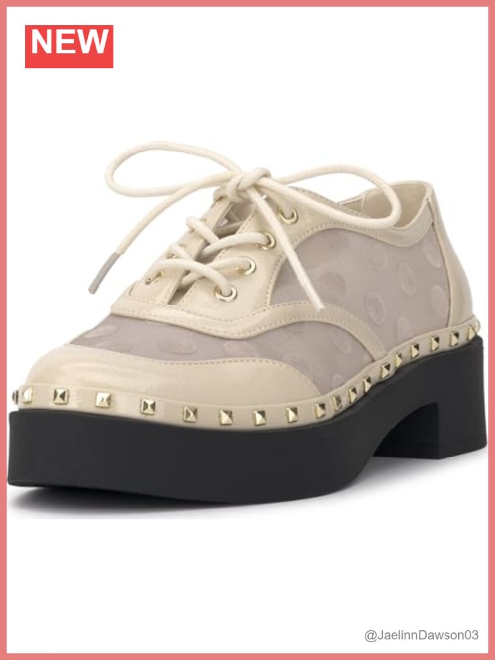 Women's Oxford Shoes Block Heel Round Toe Lace-Up Polyester Low Top